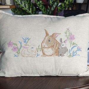 Embroidered Bunny Pillow